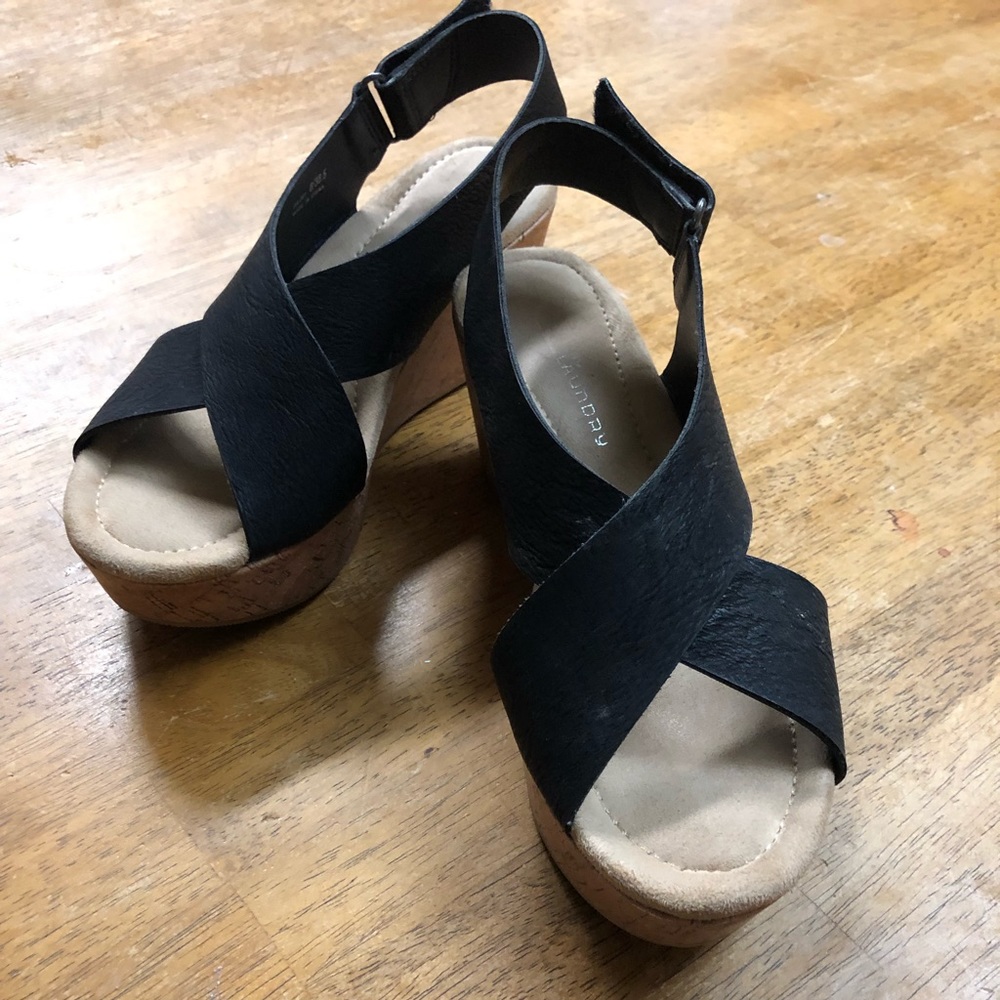 Black wedge sandals